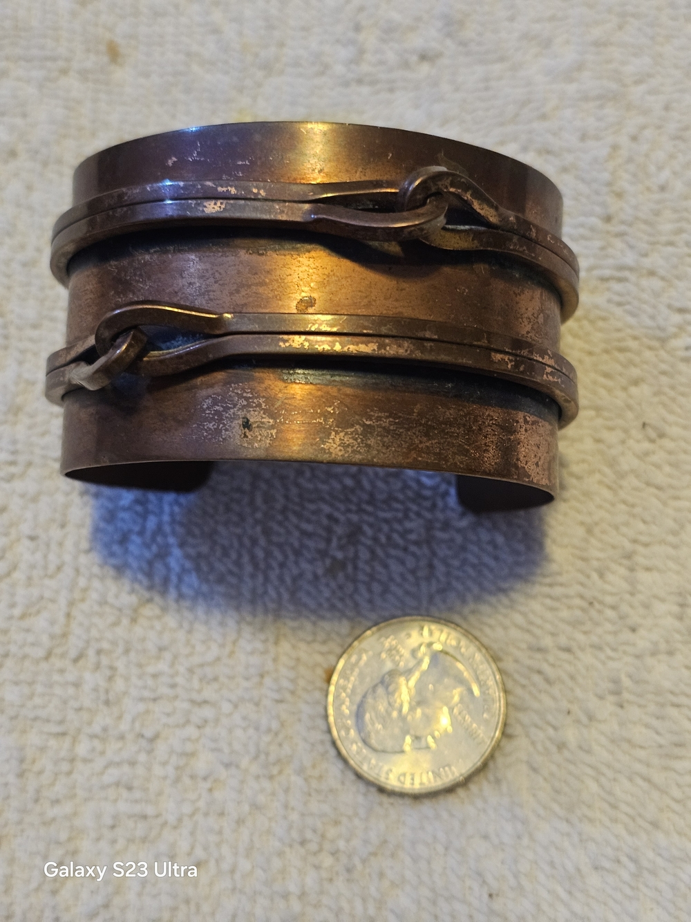 Copper Tone Layered Link Cuff Bracelet